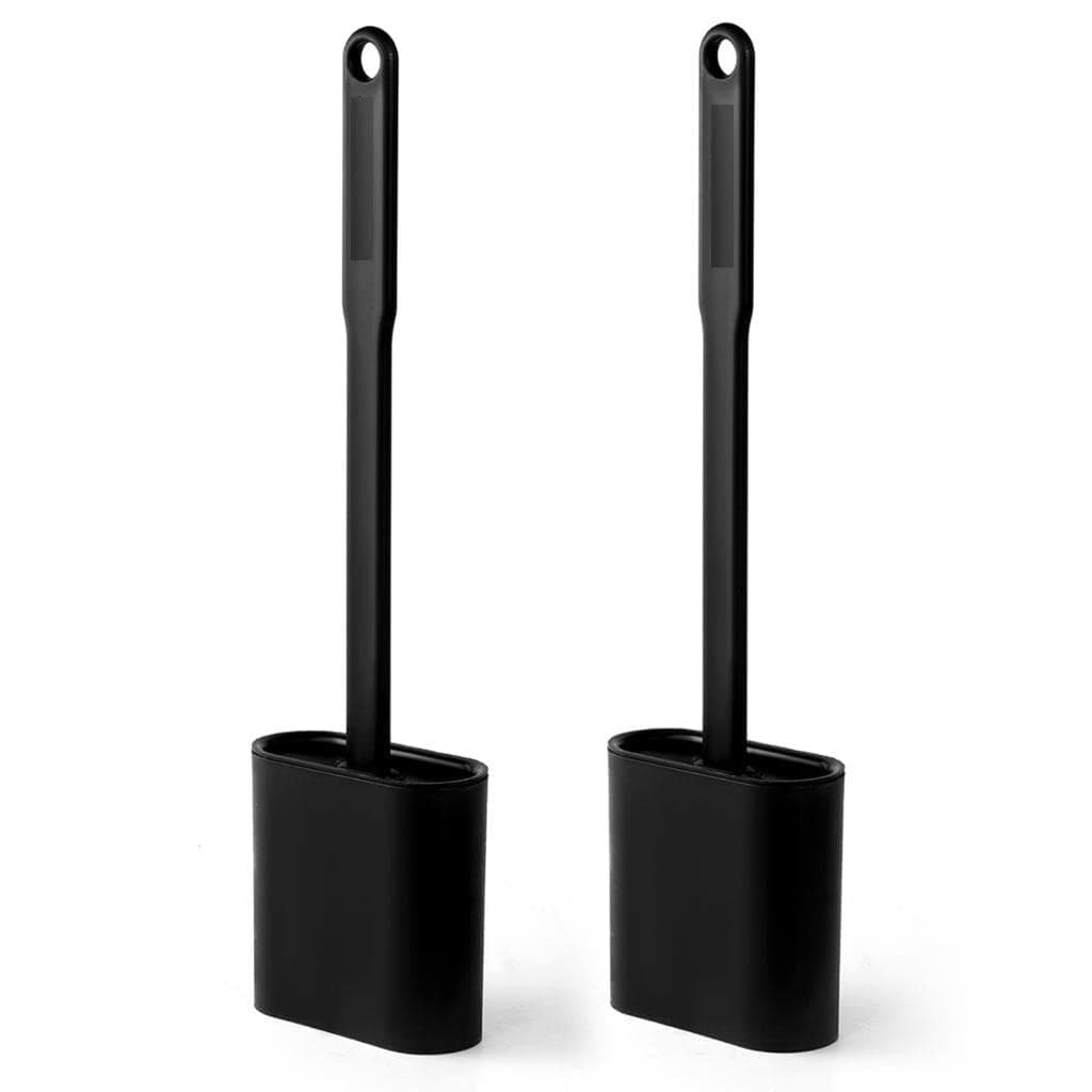 HROY Toilet BrushHolder Set Bathroom Cleaning Tool Bowl Cleaner For StorageOrganization Covered BasePot Multicolor Min 2 QuantityBlackAbsPlasticPlastic HandleSiliconeTpr