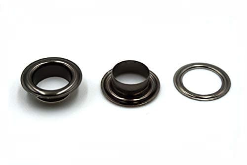 Innetoc Solid Brass Grommets Eyelets 100 Pack (3/8"(10x16.5), Gun Black)