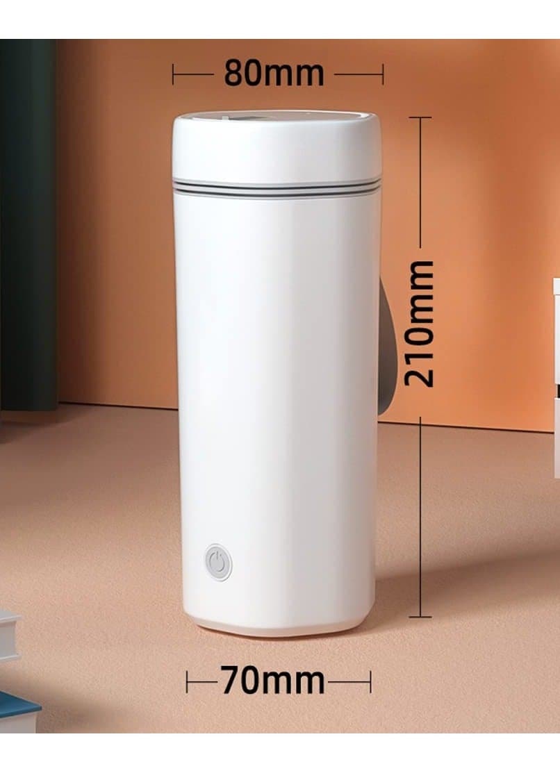 Portable Electric Kettle, Mini 350ml Electric Camping Kettle, Travel Fast Water Boiler, Mini Thermos with Auto Shut-Off for Milk, Coffee, Tea (White)