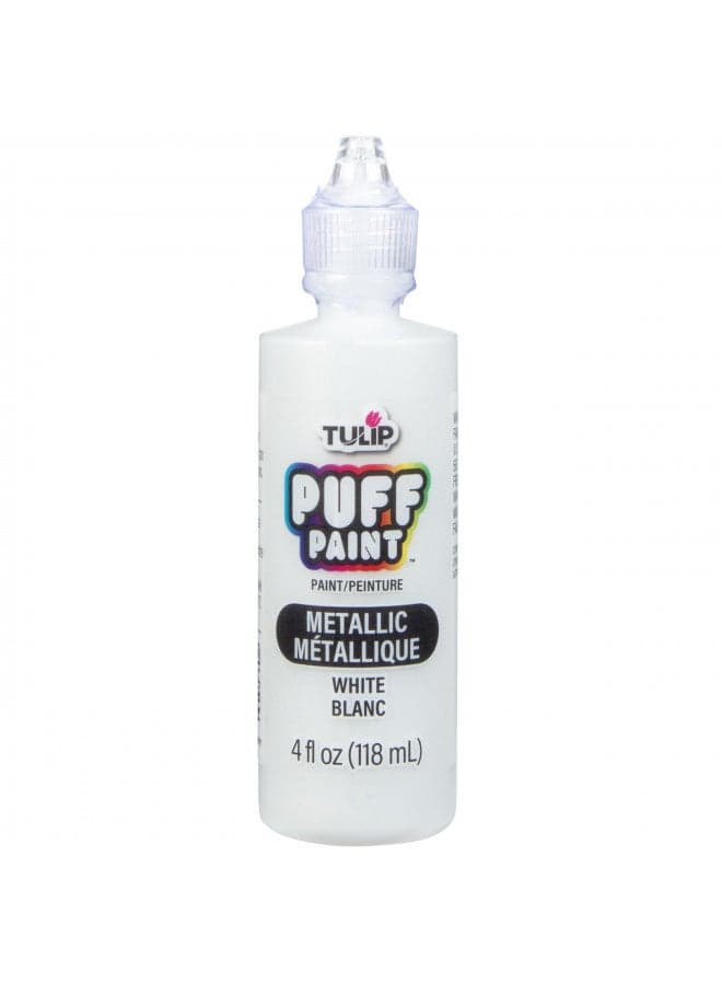 TULIP Puff Paint Metallic White 4 Fl Oz (Pack of 1)