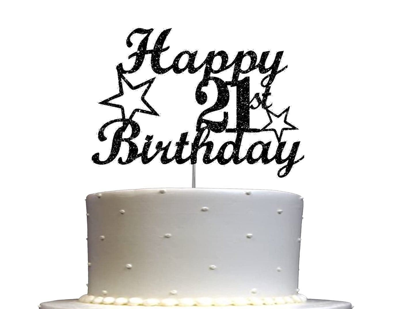 Festiko®21 Birthday Black Glitter Cake Topper, 21st Party Decoration Ideas, Cake Decoration, Sturdy Glitter.