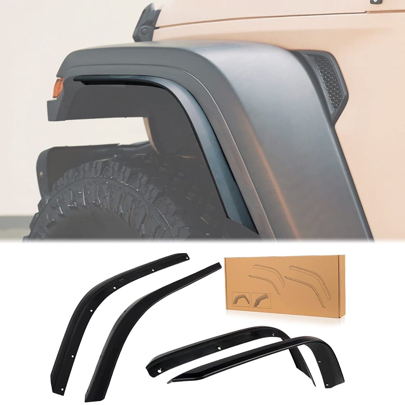 Front Rear Fender Flares Compatible with 20182024 Jeep Wrangler JL JLU Unlimited Sahara OffRoad Wheel Flares Liner 4 PCSNot Fit High Clearance Fender FlaresNot fit 4xe