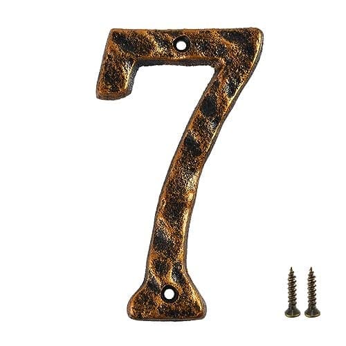 HILAZA 55 Inch Cast Iron House Number 7 Rustic Bronze Metal Address Numbers for Outside House Heavy Duty Decorative Door Numbers for Mailbox Wall