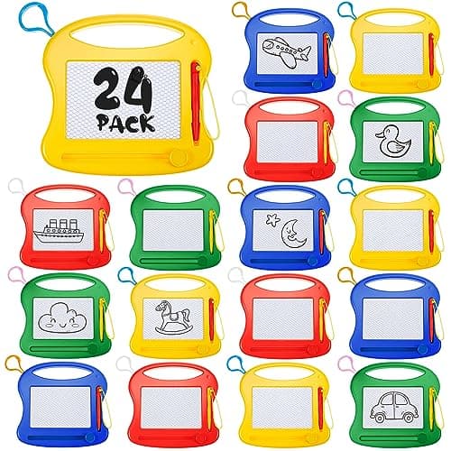 Tinlade 24 Pack Mini Magnetic Drawing Board for Kids Small Erasable Doodle Sketch Drawing Pad Bulk Gifts for Boy Girl Birthday Party Favor Classroom Prize Goodie Bag Stuffers Mixed ColorStylish