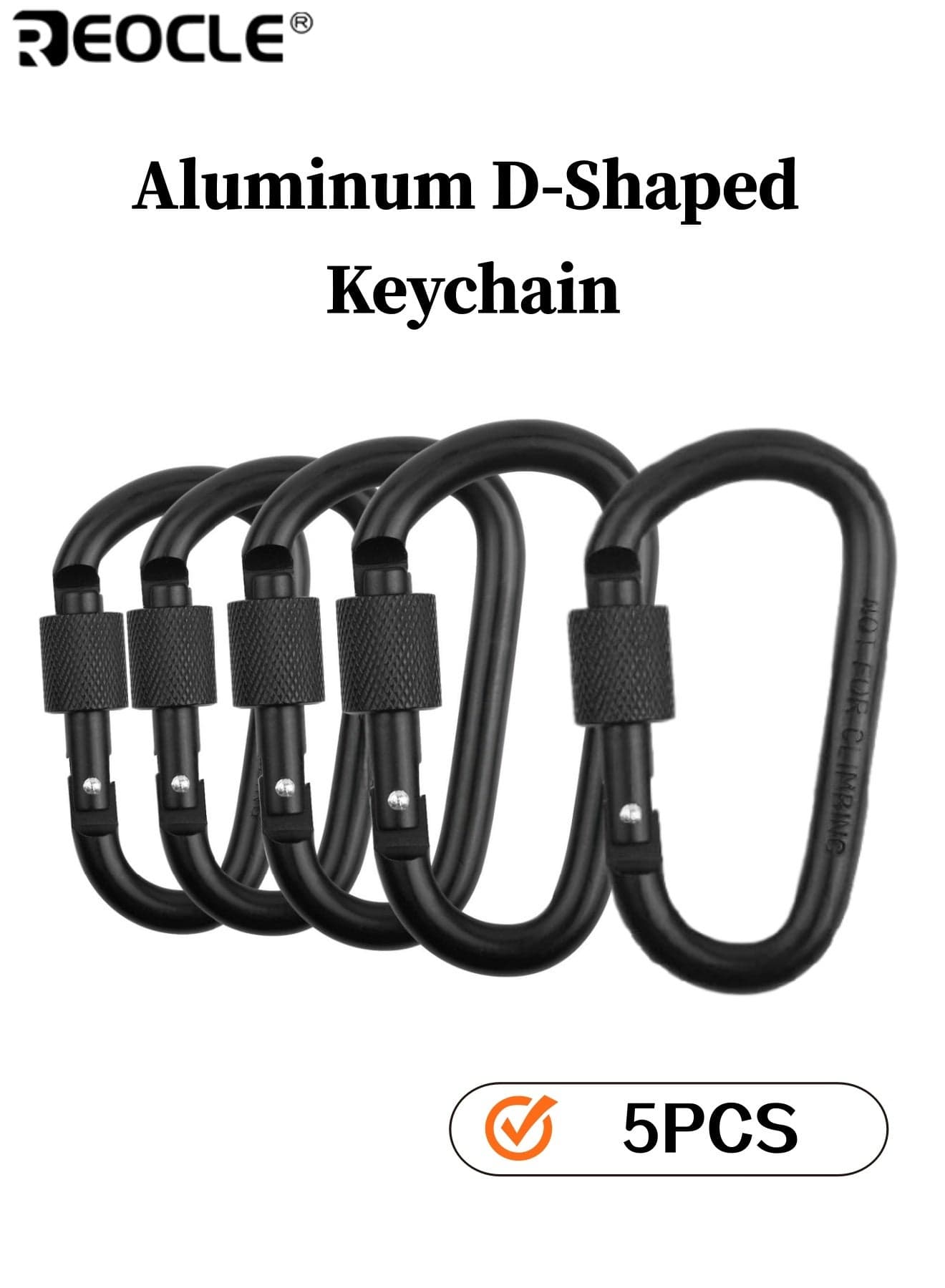5pcs Aluminum D-Shaped Keychain with Screw Gate Durable Spring-Loaded Keychain Clip Heavy-Duty Accessory Hook Set Ideal for Outdoor Camping Hiking and Fishing