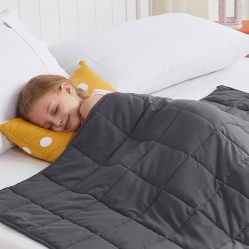 CuteKing Weighted Blanket (7lbs, 40"x 60", Grey) Heavy Blanket for 60-80lbs, Weighted Blanket for Cooling & Heating with Premium Glass Beads, Thick Blanket All-Season