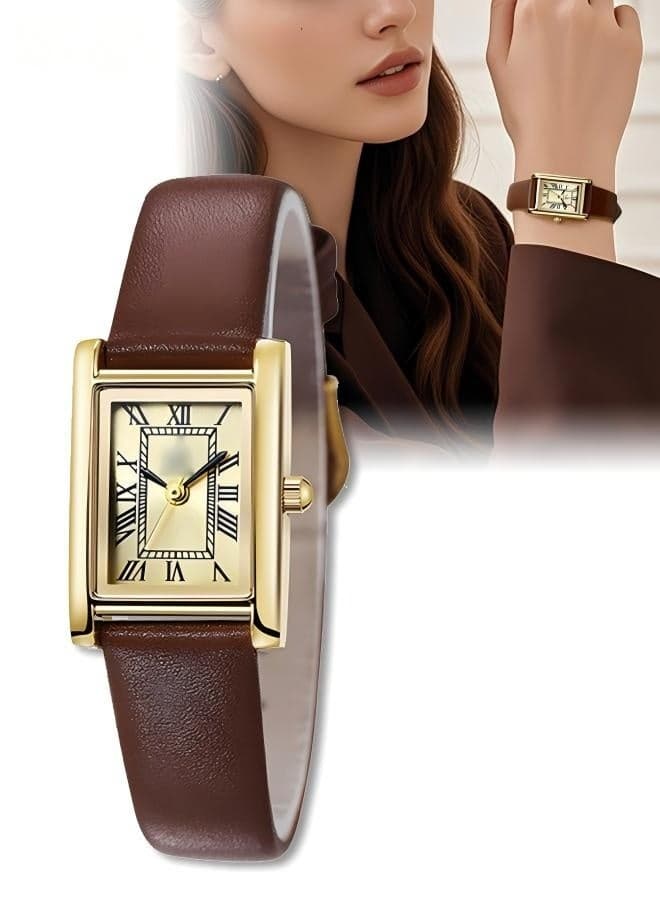 Women Quartz Wrist Watch with Leather Strap, 30M Waterproof Ladies Wristwatch, Original Simple Elegant Women's Watches