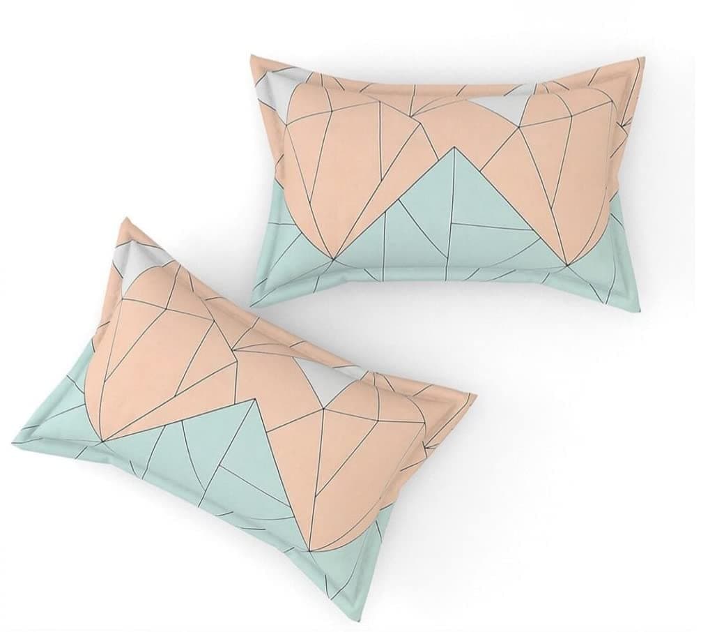 THE HOME STYLE Super Soft Glace Cotton 300 TC King Size Printed Pillow Covers Ll Pillow Cases Ll Set Of 2 Piece- 18"X 28" Inches (Pastel Green)