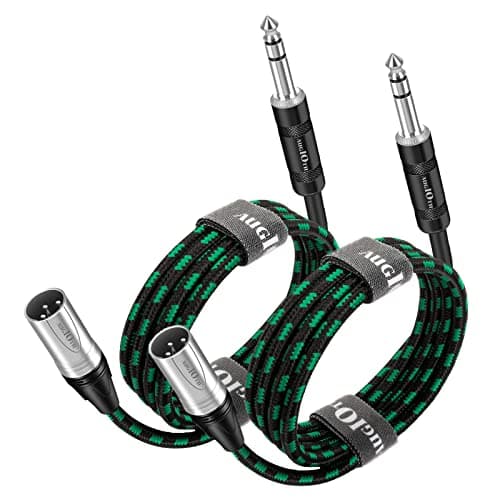 Augioth XLR Male to 1/4 Cable 10ft 2Pack Balance 6.35mm TRS Plug to 3-pin Cannon Mic Cable