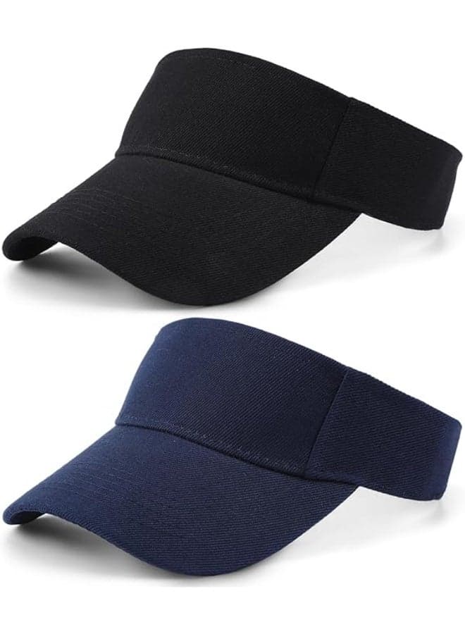2Pcs Sun Visor Cap, Breathable Sun Visor Hat, Adjustable Empty Top Ponytail Baseball Cap, Sun Protection Summer Outdoor Sport Golf Tennis Hat for Women Men