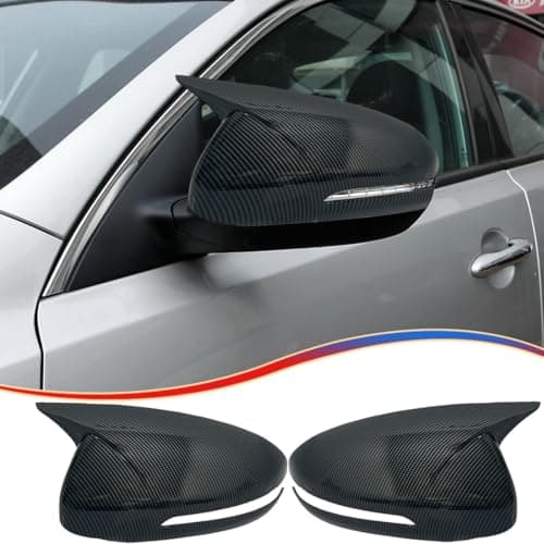 MUXEE Rear View Mirror Cover,for Kia Optima/K5 2011 2012 2013 2014 2015 Carbon Fiber Turn Signal Housing Cover Horned Mirror Cover Sets Accessories