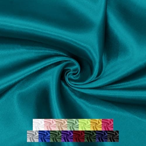 P Pothuiny 3 Yards x 55 Inch Wide Teal Satin Fabric by The Yard Silky Charmeuse Satin Fabric for Bridal Wedding Dress Decor DIY Apparel Crafts