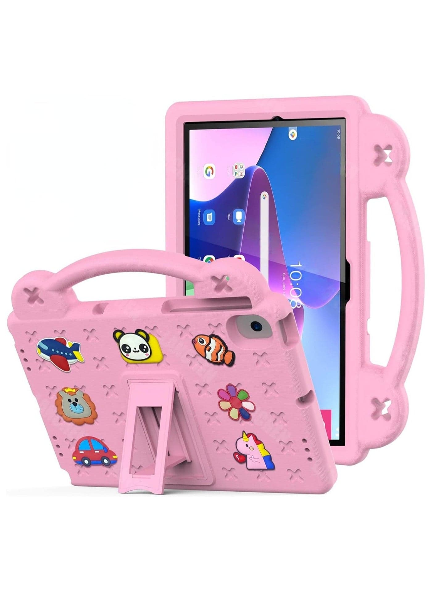 Kids Case Compatible with Lenovo Tab M10 3rd Gen 10.1 inch (TB-328FU/TB-328XU) 2022, Heavy Duty EVA Foam Shockproof Cover Kids Proof Tablet Case with Stand (Pink)