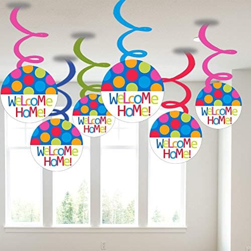 SHORO Welcome Home Swirls/Baby Shower Baby Arrival Swirl Decoration for New Bride, New Born, Girls and Boys (Multicolour) - Set of 12 Swirls and 6 Cut-Outs