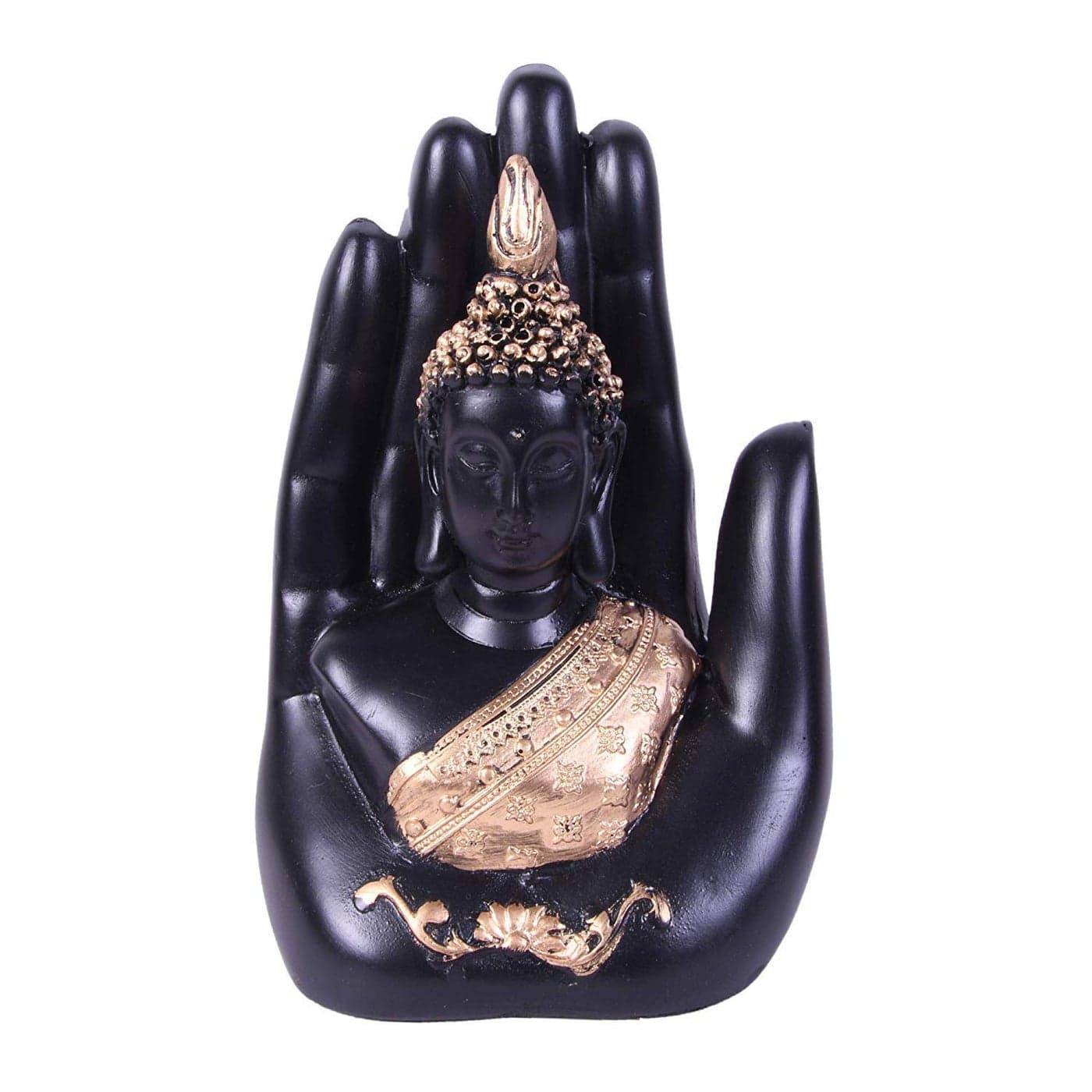 Fashion Bizz Handcrafted Buddha Embosed in a Palm Black Gold