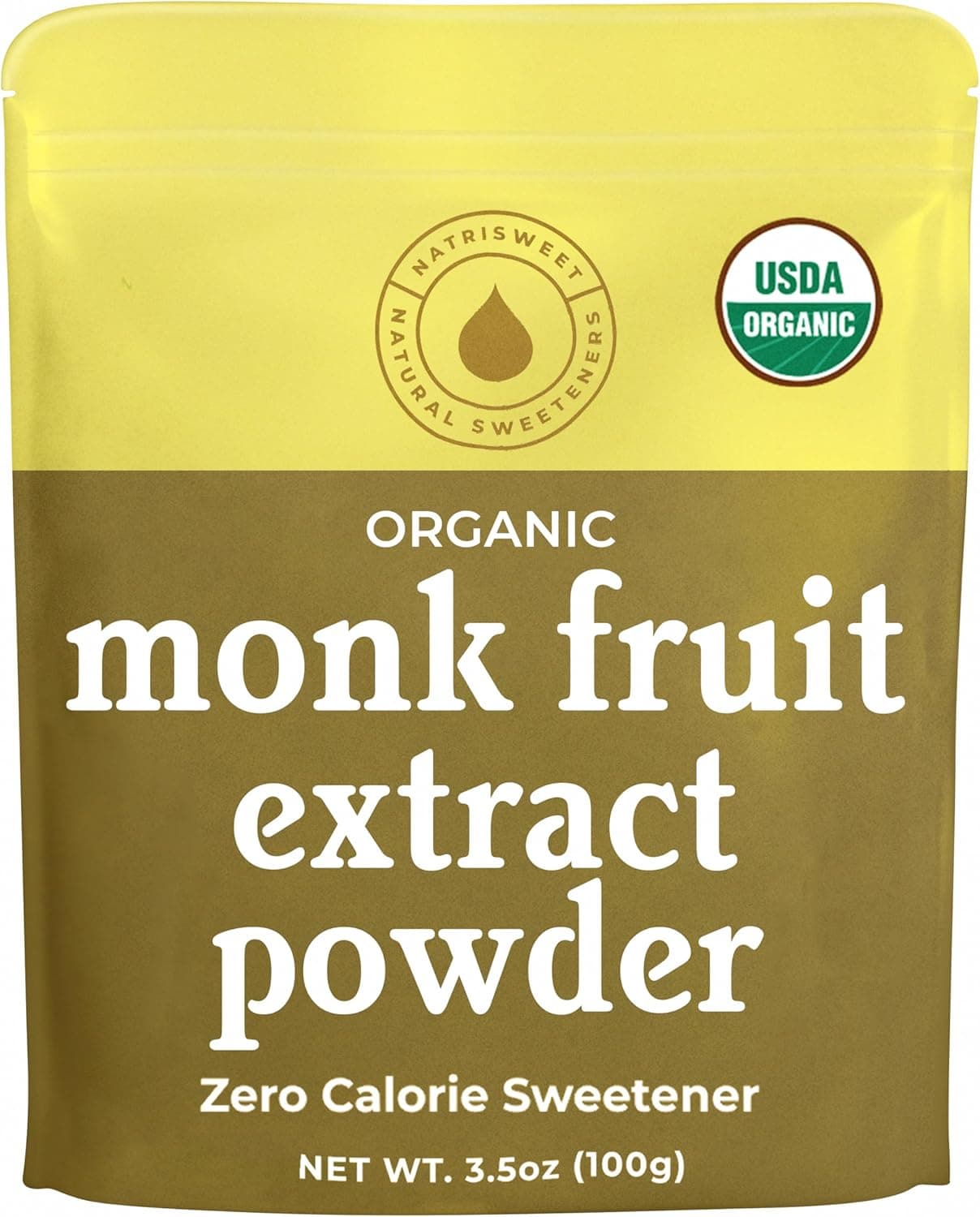NatriSweet Organic Monk Fruit Extract Powder - 3.5 oz Zero Calorie Sweetener, Keto & Paleo Friendly