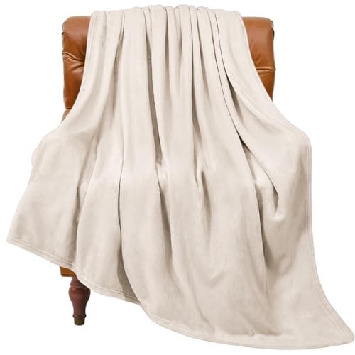 BEDELITE Fleece Blanket Beige Throw Blankets for Couch & Bed, Luxury Plush Cozy Fuzzy Blanket 50" x 60", Super Soft Warm Lightweight Throw Blanket for Travel Camping