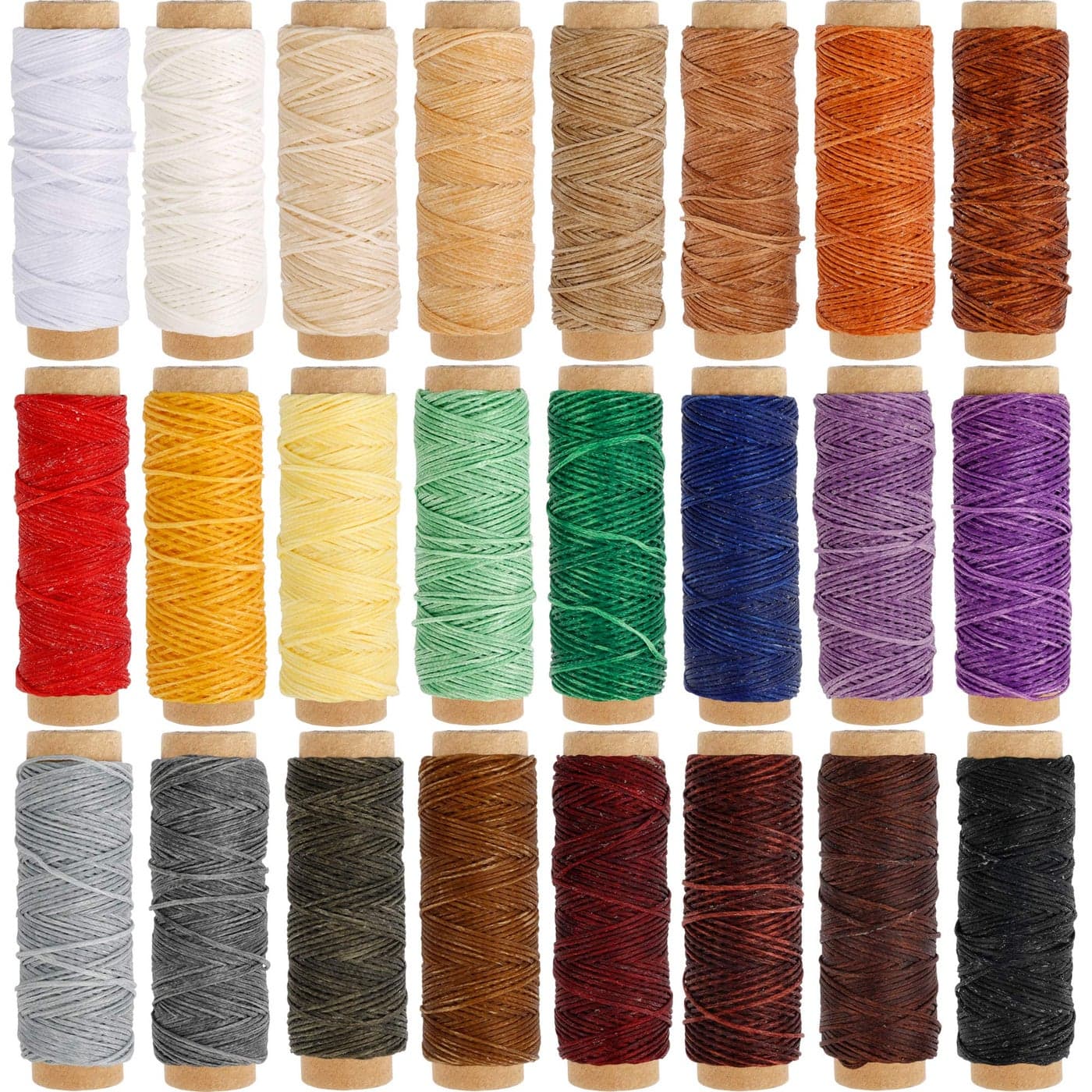 JANYUN 792 Yards 24 Colors Leather Sewing Waxed Flat Cord Thread for Leather Craft DIY SuppliesEach of 33 Yards