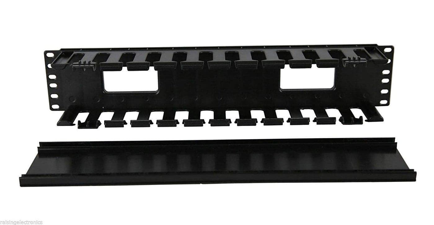 Raising Electronics 19 Inch 2U Rack Mount Cable Management Unit 12 Slots with Panel Plastic
