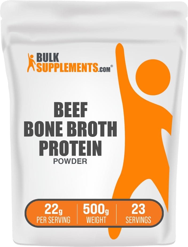 BulkSupplementscom Beef Bone Broth Protein Powder Bovine Bone Broth Protein Lactose Free Protein Powder Dairy Free Gluten Free 22g per Serving 500g 11 lbs Pack of 1