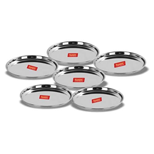 Sumeet Stainless Steel Plates - Set of 3, Steel