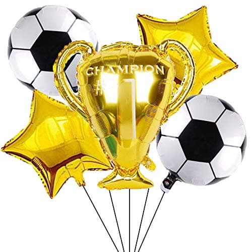 Soccer Party Balloons Supplier 5PCS Championship Trophy and Soccer Foil Balloons for Kids Birthday and Baby Shower Party Decorations