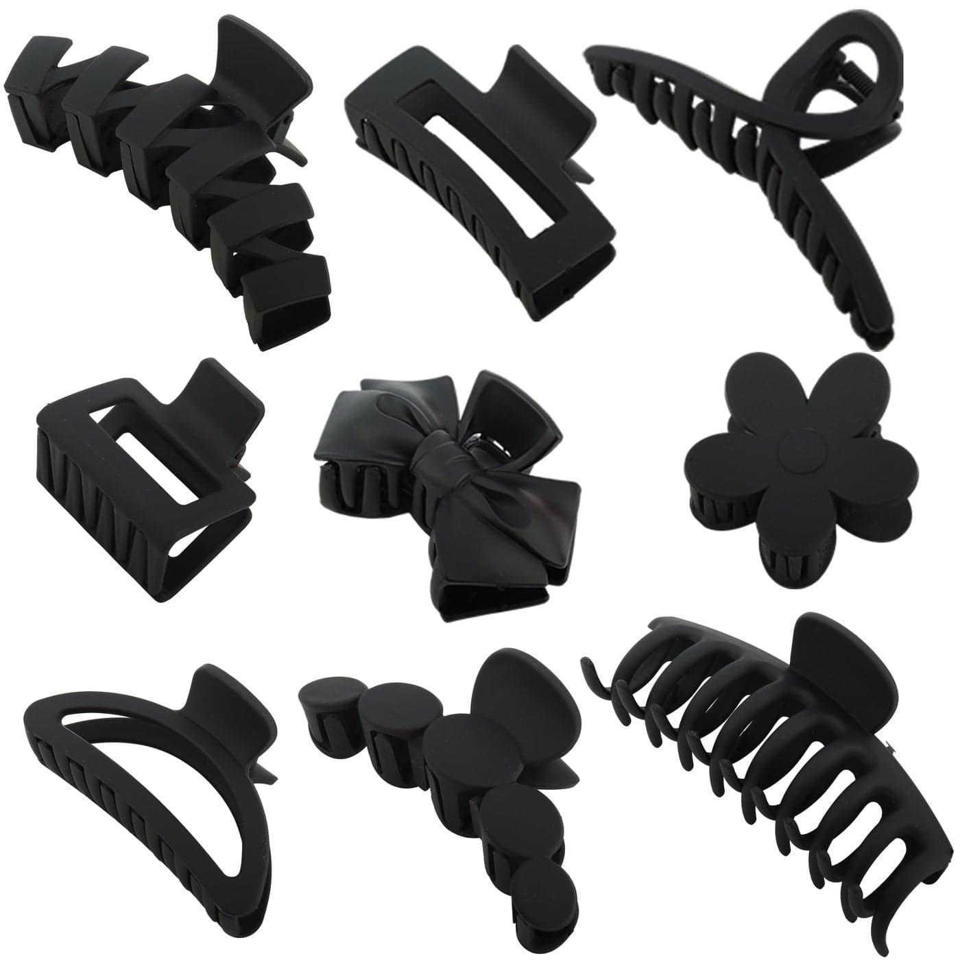 Black Hair Claw Clips Lightweight Big Strong Hold Nonslip Matte Claw for Thick Hair Thin Hair Curly Hair 90s Vintage Jaw Clips With Organza Storage Bag