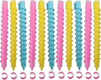 18Pcs Plastic Spiral Hair Perm Rod Spiral Rod Barber Hairdressing Styling Curling Perm Rod Hair Rollers Salon Tools for Women Girls