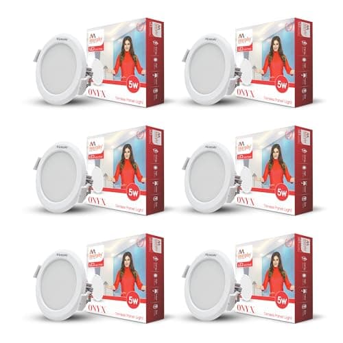 Murphy Trimless Round LED Panel Light – 5W Natural White | Glare-Free, Recessed Ceiling Downlight for Home & Commercial – Pack of 6