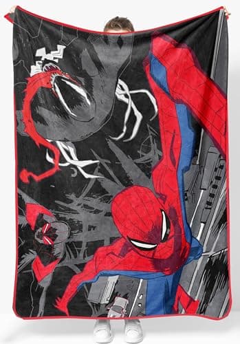 Jay Franco Plush Throw Blanket – 46" x 60" Inch Kids Soft & Cozy Fleece Throw for Bedroom & Couch Décor, Official Licensed Product, Black - Spiderman