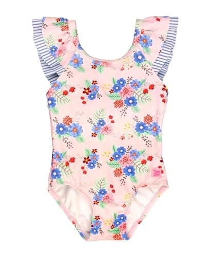 RuffleButts Coastal Breeze Floral Ruffle V-Back One Piece - 2T
