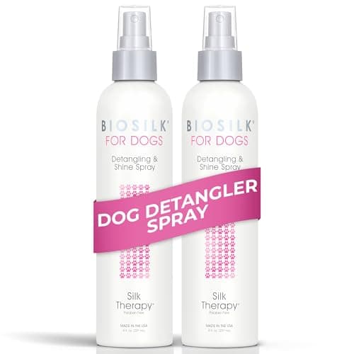 BioSilk for Pets Silk Therapy Detangling Plus Shine Mist for Dogs - Reduces Matted Fur, Shiny & Soft Coat - Suitable for All Dogs & Puppies, Made in USA, 8 Fl Oz - 2 Pack