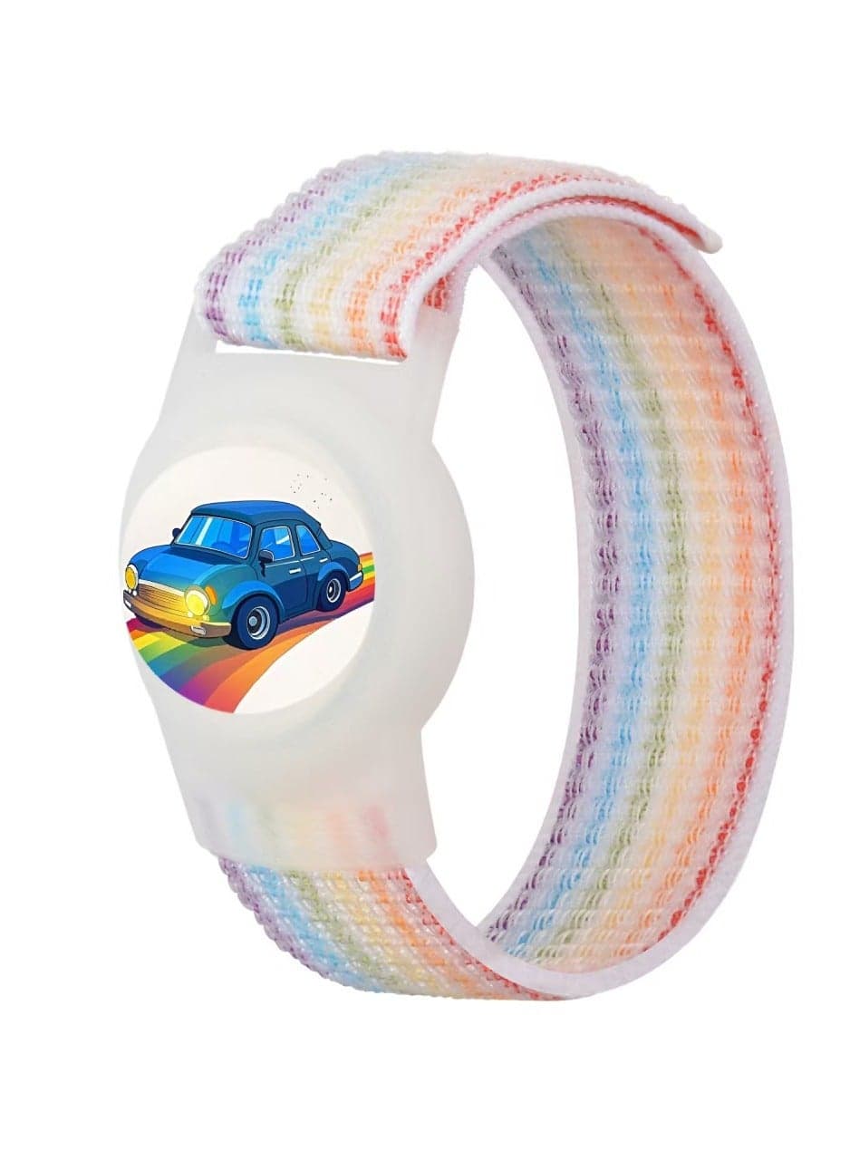 Nylon Airtag Wristband Kids Cute Airtag Bracelet for Kids, Apple Air Tag Covers with Nylon Wristband, Waterproof Airtag Trackers Case Cover Elastic Watch Band for Toddlers Girls Boys Elders