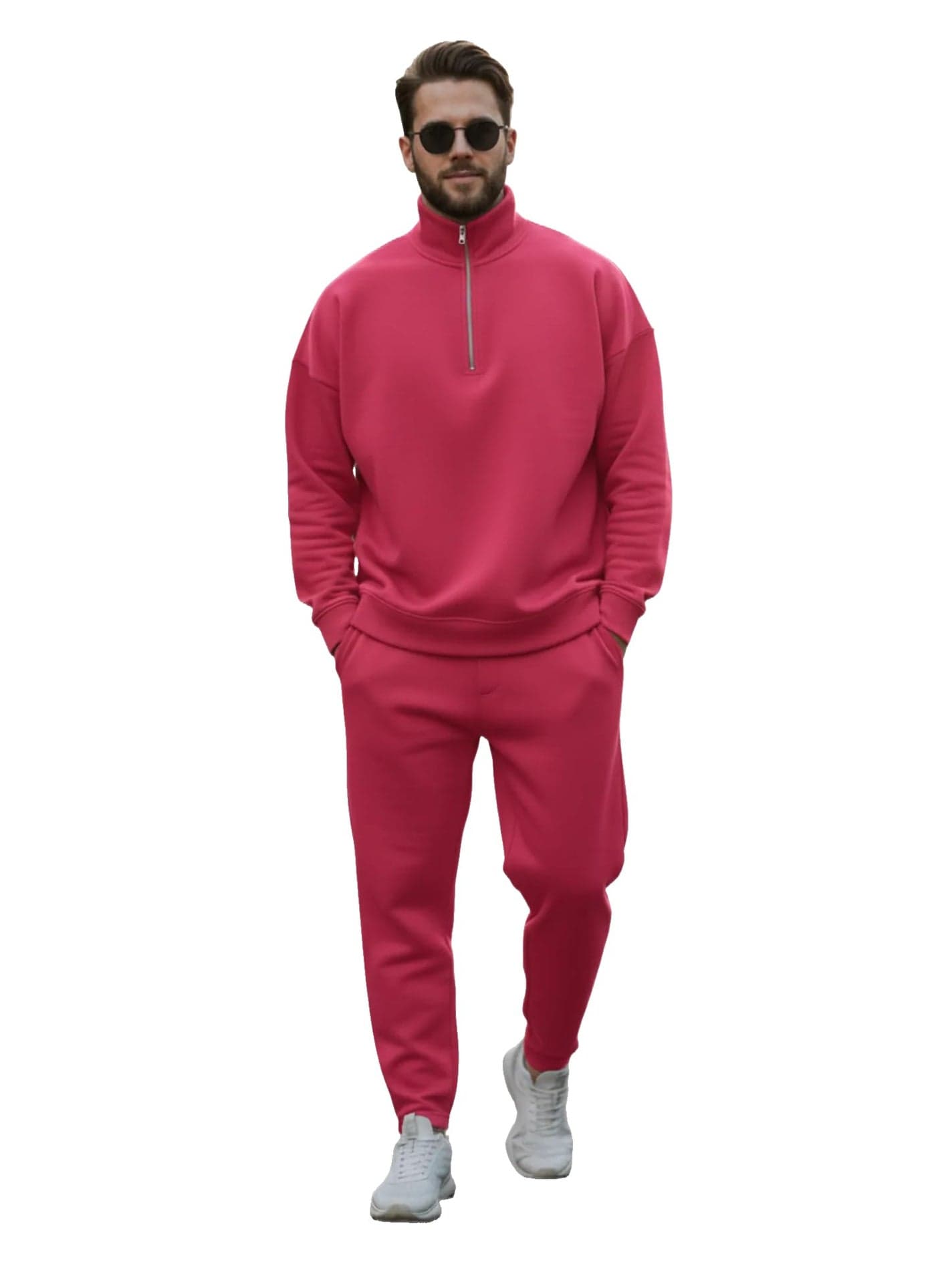 Mack Jonney Solid Half Zipper Track Suit for men | Co-ord Set | Warm Fleece Tracksuit Set | Full Sleeve Sweatshirt-M6186