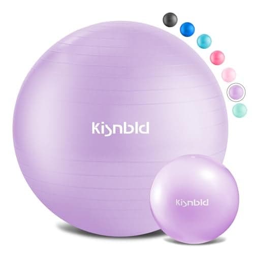 kisnbld Exercise Ball, Extra Thick Yoga Ball for Workout Pregnancy Stability, 4 Sizes Anti-Burst Balance Ball with Foot Pump - Heavy Duty Fitness Ball Chair for Office, Home & Gym