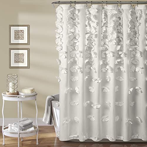 Lush Decor Riley Shower Curtain, 72" x 72", White