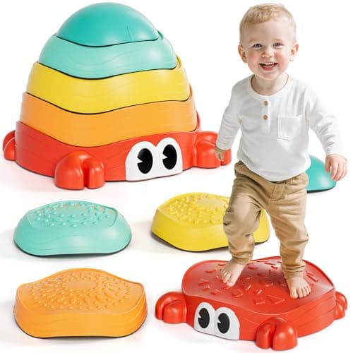 Lehoo Castle Stepping Stones for Kids NonSlip Toddler Stepping Stones for Autism Balance Stones Sensory Toys for Toddlers 13 Crab Toddler Outdoor Toys Obstacle Course for Kids 35