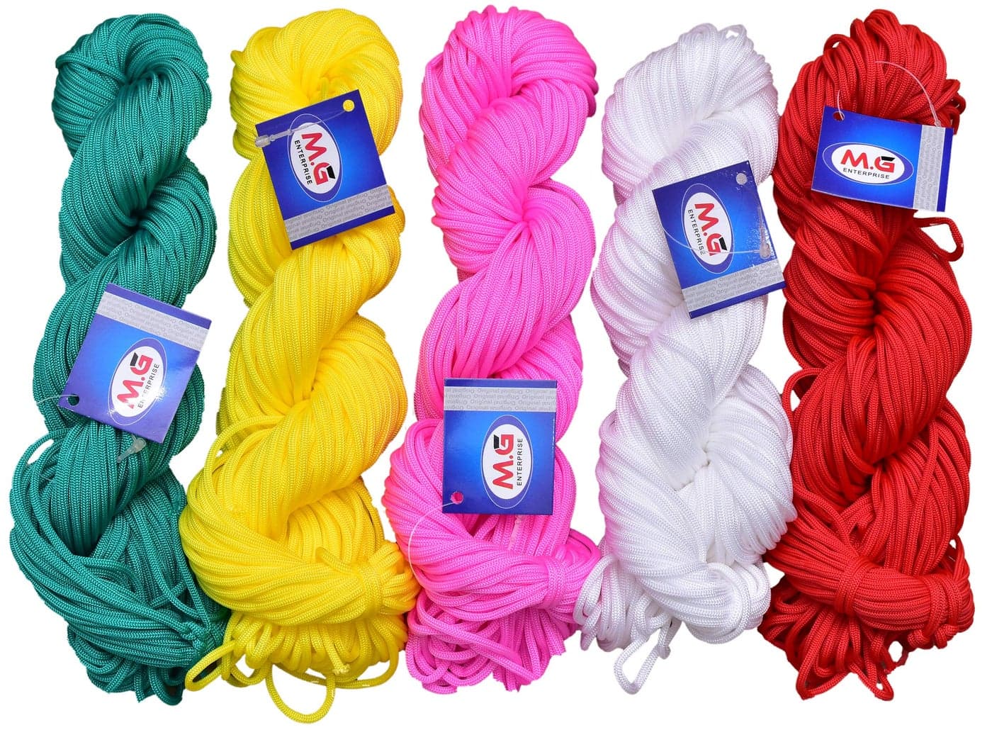 M.G Enterprise Macrame Combo 02 Braided Cord Thread Nylon Knot Rope Sturdy Cording, mild Resistant DIY 3 mm 7 Meter Each (Trial Pack) for Jewelry Making, Bags & Art Craft