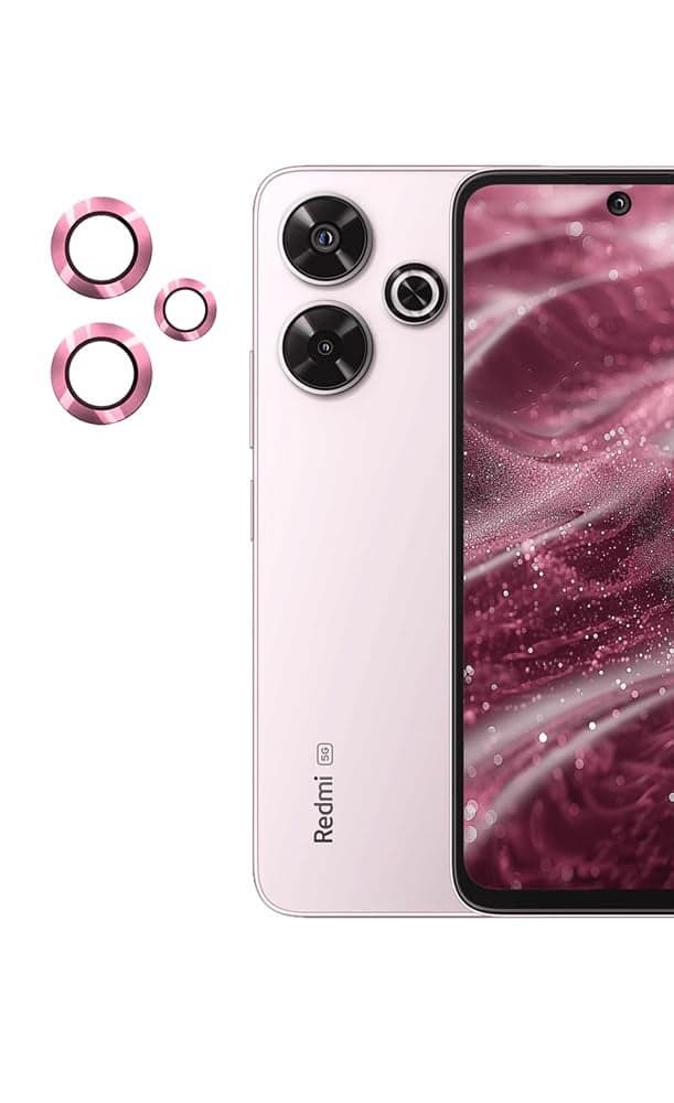 Pinaaki Enterprises Camera Glass Lens Protector Ring For Redmi 13 5G Case Friendly with Edge to Edge Coverage and Easy Installation (Pink)