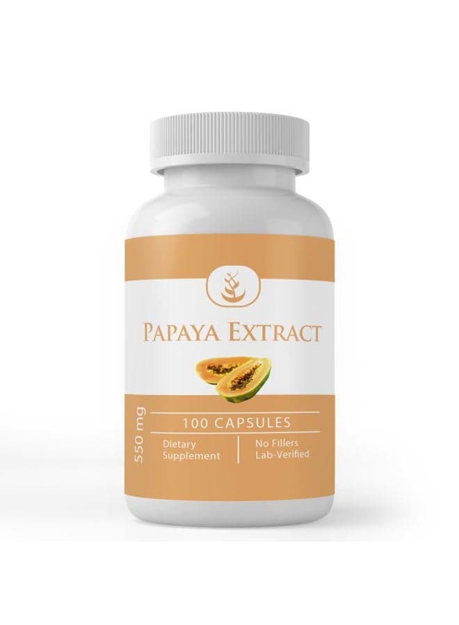 Papaya Extract, (100 Capsules) Always Pure, No Additives Or Fillers, Lab Verified