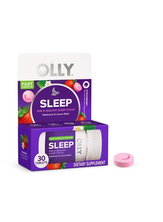 Sleep Fast Dissolves, 3mg Melatonin, Lemon Balm, Strawberry Flavor, 30 Day Supply - 30 Count