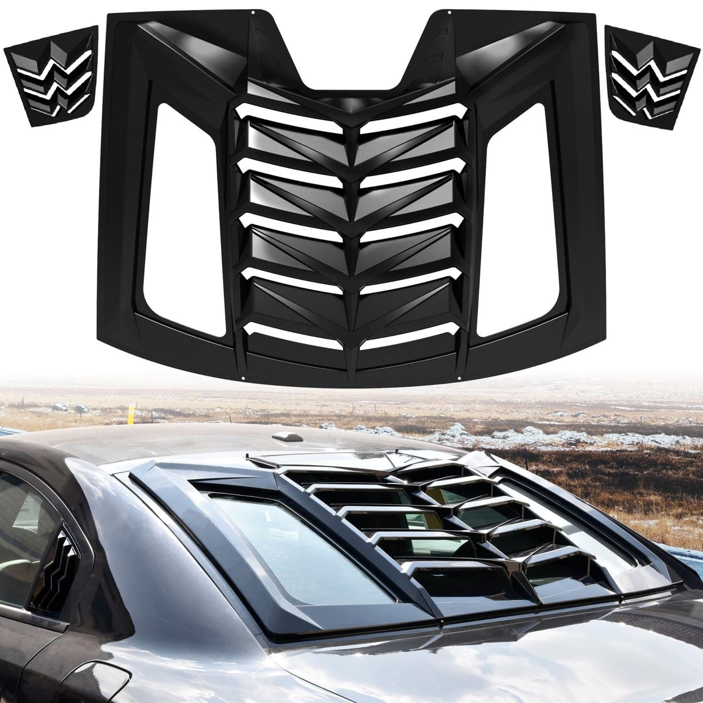 KEWISAUTO Rear Side Window Louvers for Dodge Charger Windshield Sunshade Cover Vent Cover for 20112023 Dodge Charger Accessories Gloss Black