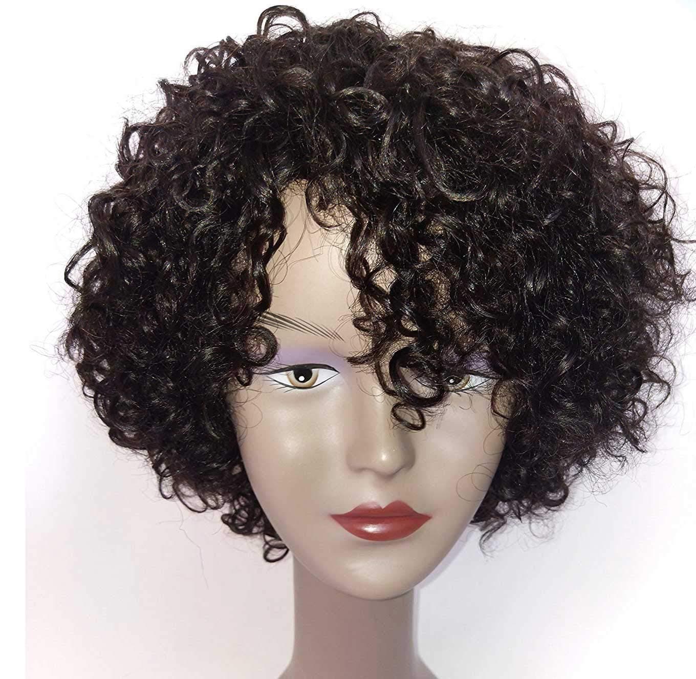 Brazilian Kinky Curly 10 Inch Human Hair Wigs for Black Women Wear and Go Glueless Short Wig with Natural Color 100 Human Hair