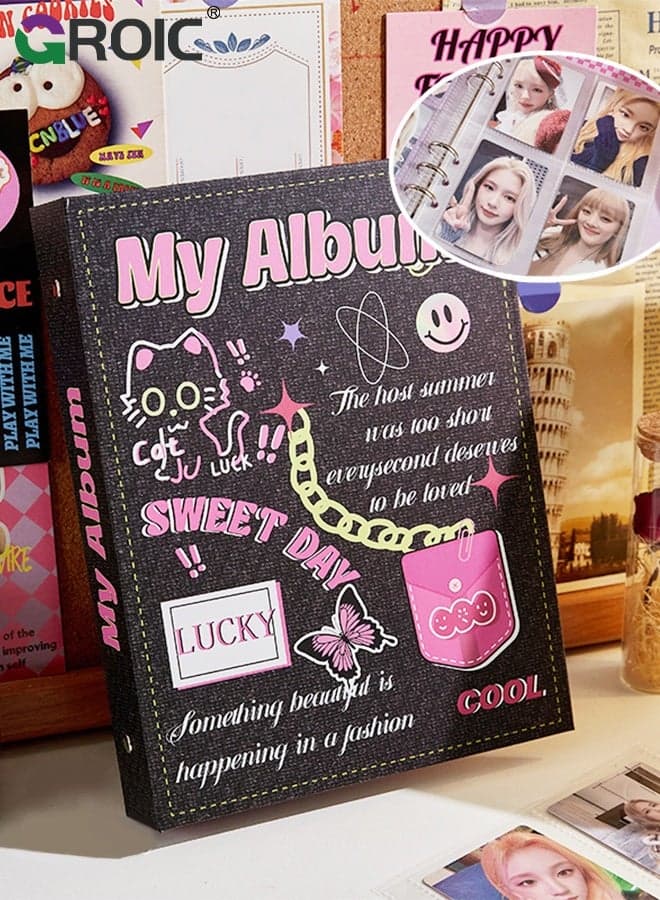 Polaroid Photo Album, American Retro, Black Cat, Photo Album for Fujifilm Instax Mini Camera, Polaroid Mini Camera,Polaroid Snap Kpop Photocard Holder Book
