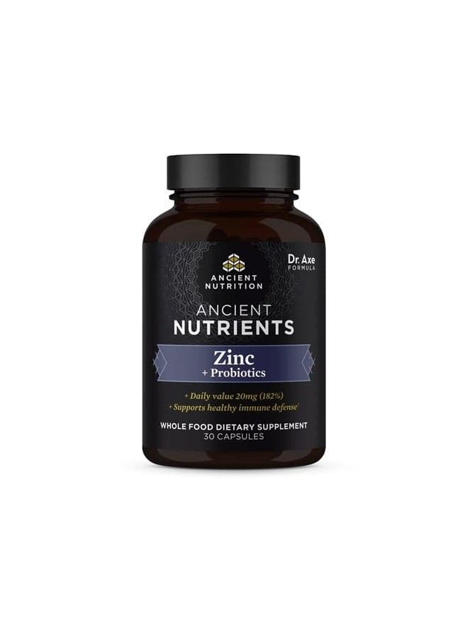 Probiotics and Zinc Supplement by Ancient Nutrition, Supports Healthy Immune System and Gut Health, Made Without GMOs, Superfoods Supplement, Paleo and Keto Friendly, 30 Count