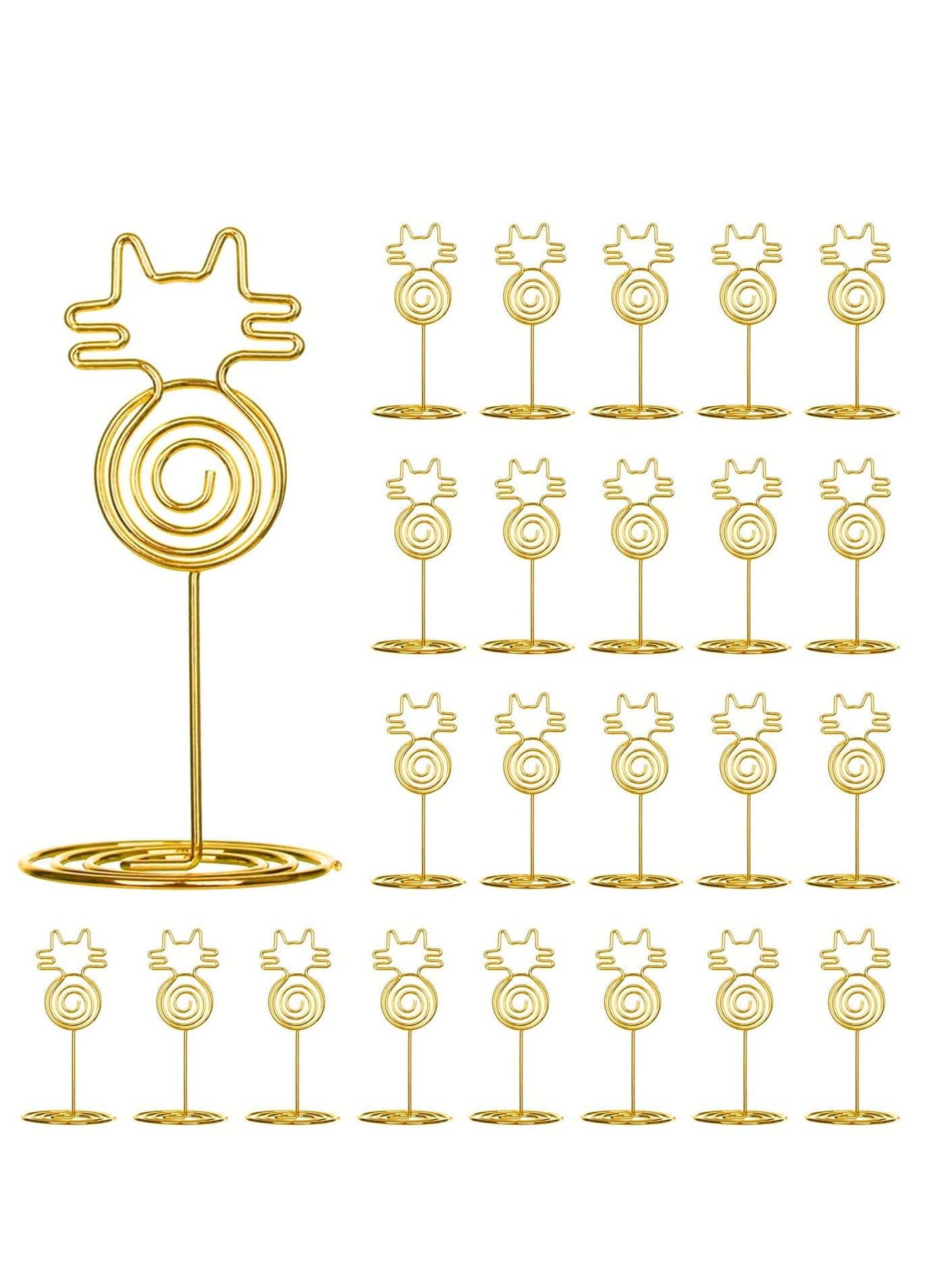 24PCS Place Card Holders, Table Number Wedding Name Stand Display Holder Photo Sign Food Cards for Party Restaurants Cafe Desk (cat-gold)