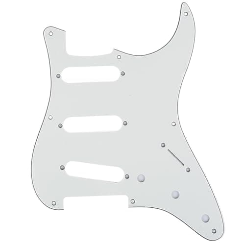 Musiclily Pro 8-Hole 50s 57 Vintage Style Strat SSS Guitar Pickguard for American Stratocaster, 3Ply Parchment