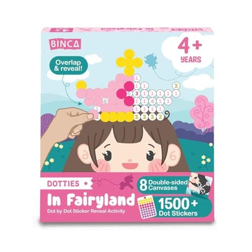 Binca Dotties Dot Art Activity Kit, 1500+ Stickers, 8 Unicorns & Princesses Mess-Free Activities, DIY Dot Sticker Art for Toddlers, Kids Travel Activities, Craft Kits & Gifts for Girls Ages 4,5,6,7