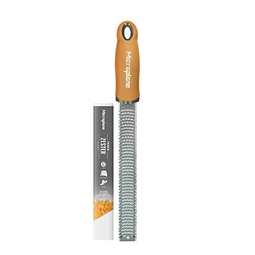 Microplane Premium Zester Grater in Mustard Lemon Zester tool Hard Cheese Vegetable Grater For Citrus Parmesan Cheese Garlic Ginger Nutmeg Fine Stainless Steel Blade Made in USA