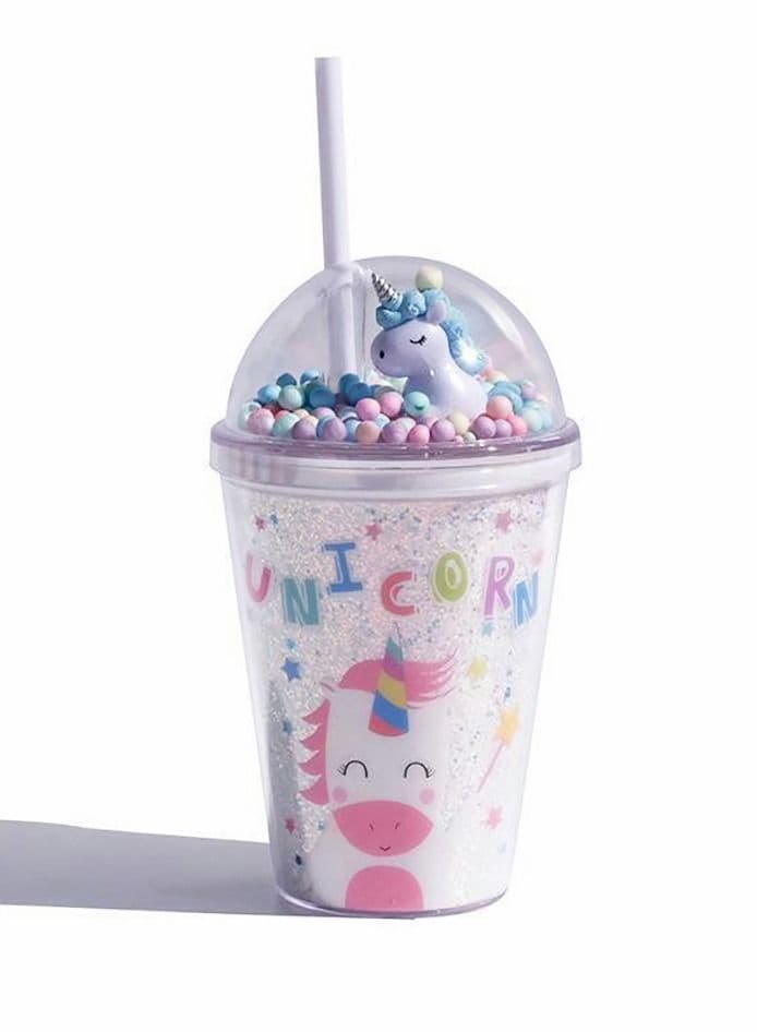 Water Bottle with Straw, Tumblers Unicorn and Fairy Stick, Reusable Plastic Cup for Adult or Kids 380ml